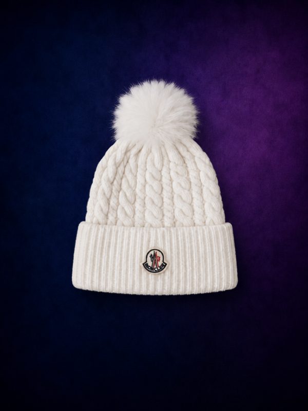 Bonnet Torsadé Pompon Blanc