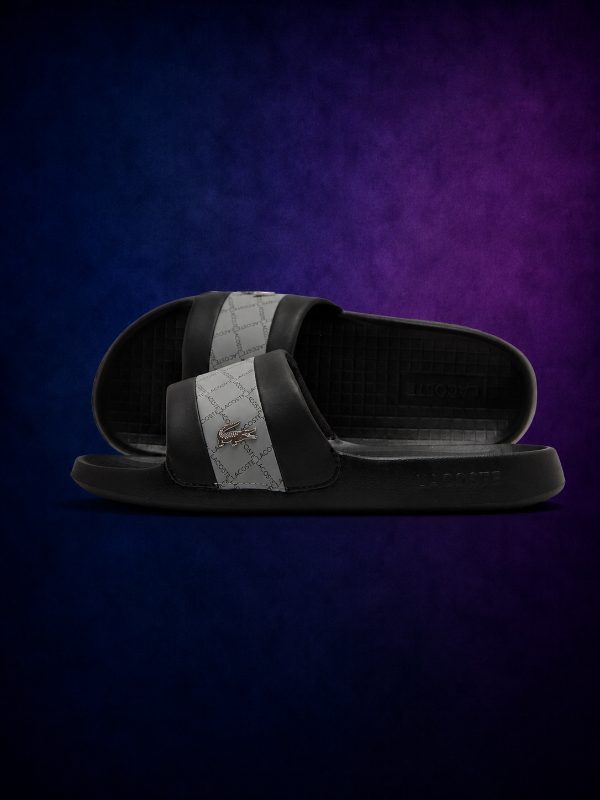 Claquette Croco Noir & Gris