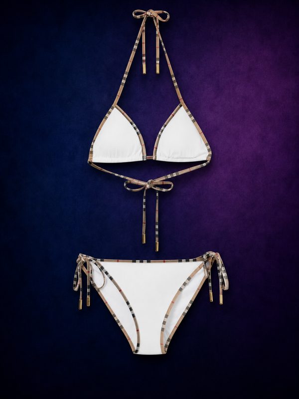 Bikini Blanc Bordure Check