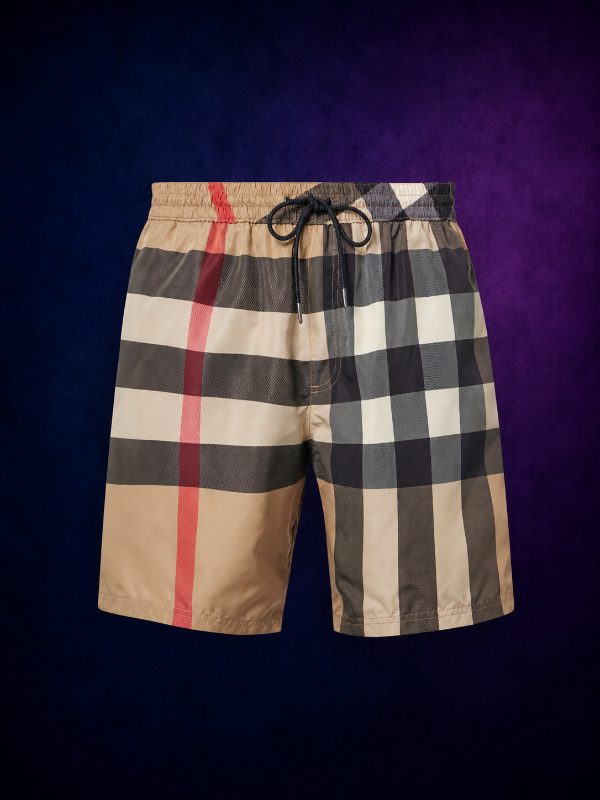 Short de Bain Check Camel