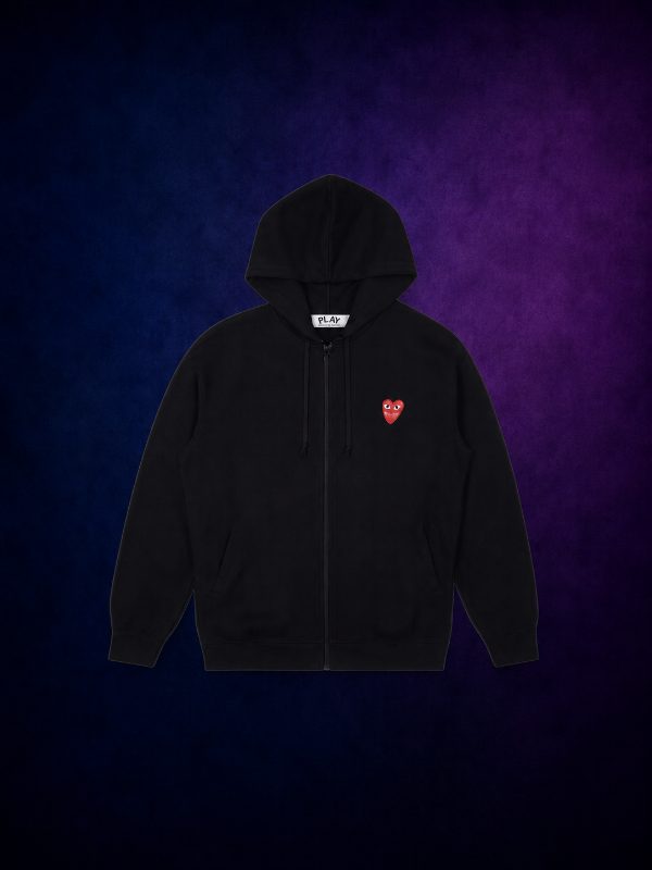 Sweat Zippé Cœur Rouge Noir
