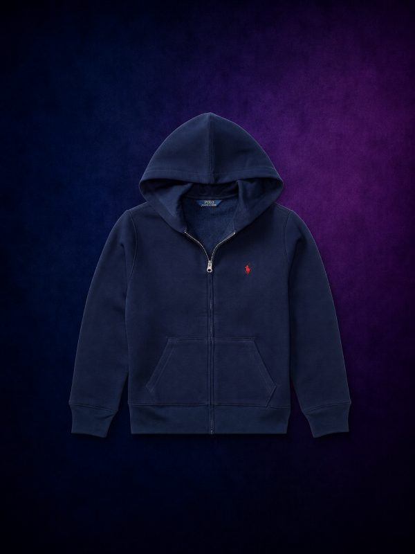 Sweat Zippé Capuche Marine